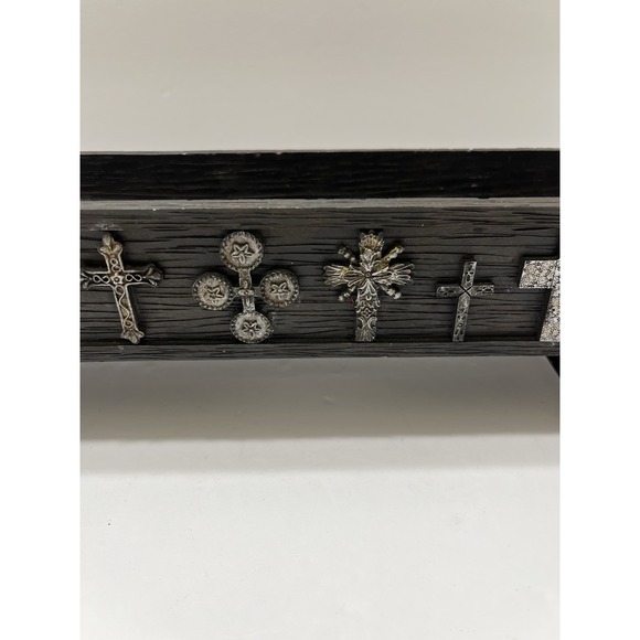Home Interiors Other - Home Interiors Cross Candle Holder Black Faux Wood Resin Crosses Metal Stand